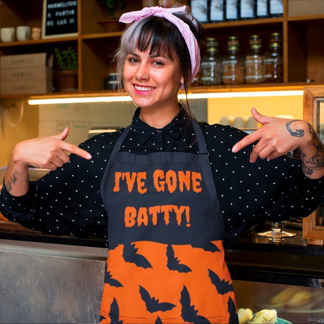 Tablier C'Est Parti Batty ! Halloween orange et noir (Kitchen fun!)