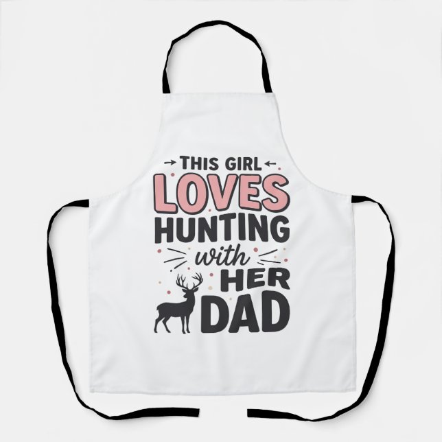 Tablier Cette fille adore chasser avec son papa design vin (Recto)