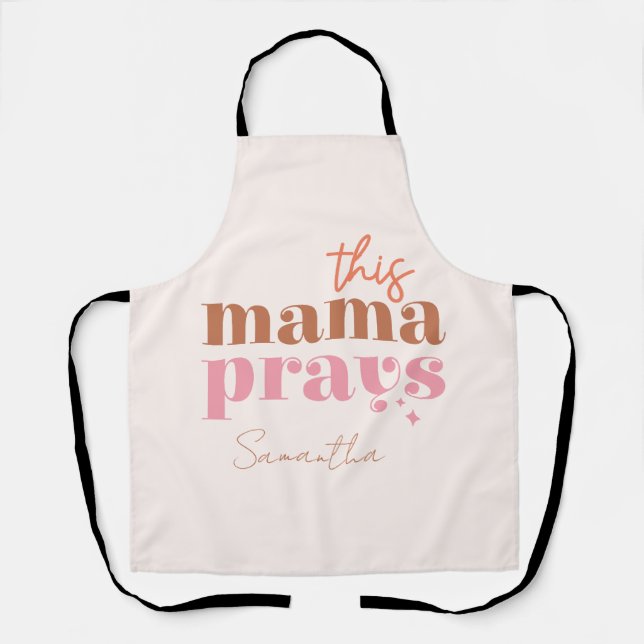 Tablier Cette Mama prie - Rustic Boho Design (Recto)