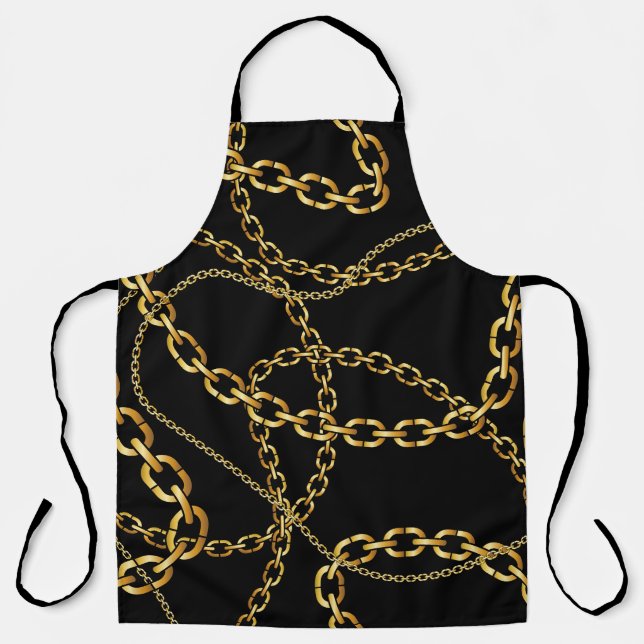 Tablier Chaîne dorée transparente, motif élégante. (Recto)