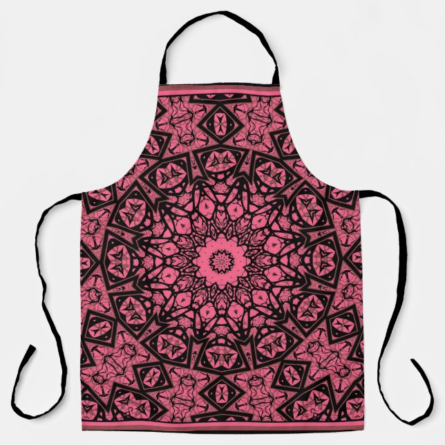 Tablier Châle à patchwork de châle rose et noir (Recto)