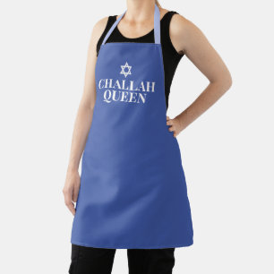 Tablier Challah Queen, Amusante Typographie moderne Bleu