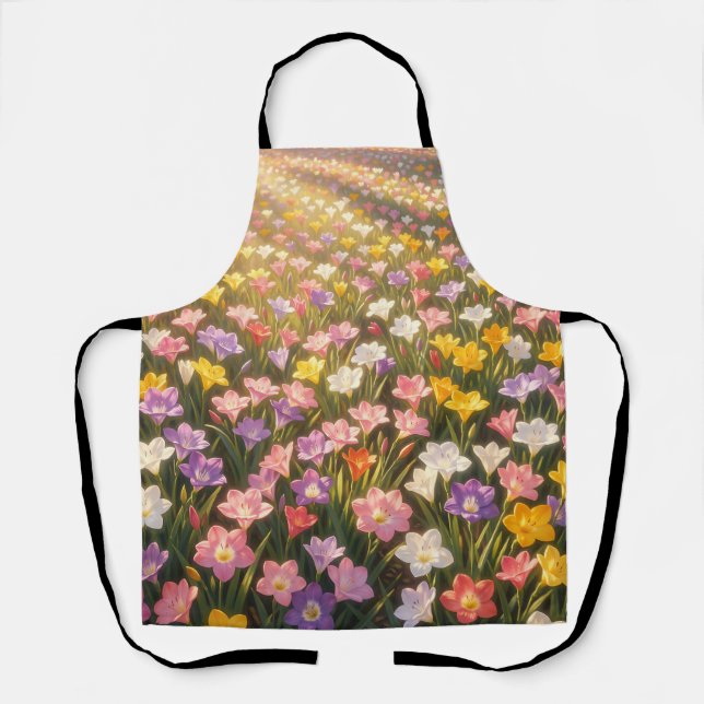 Tablier Champ de fleurs de lys arc-en-ciel vibrant (Recto)