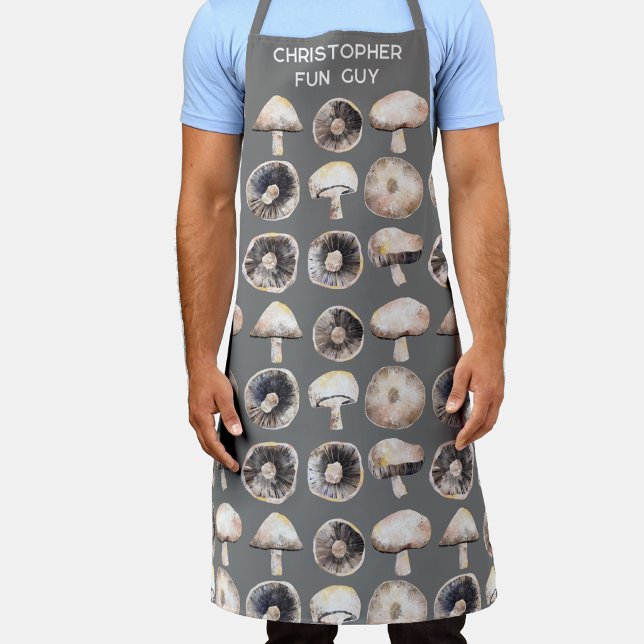 Tablier Champignon Drôle Mec Champignon Personnalisé (Fun guy fungi pun personalized custom name mushroom toadstool dad chef cook apron)