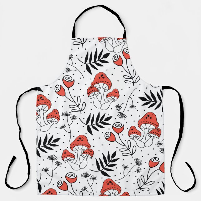 Tablier Champignons champignons sans couture vintage motif (Recto)