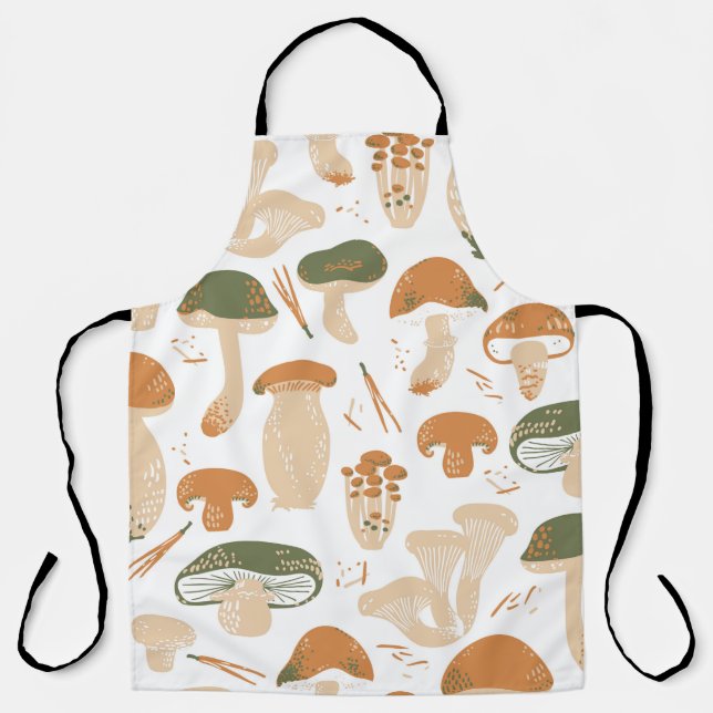 Tablier Champignons comestibles sans couture motif. Linocu (Recto)