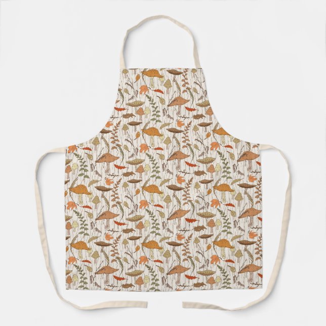 Tablier Champignons et feuilles d'automne - motif transpar (Recto)