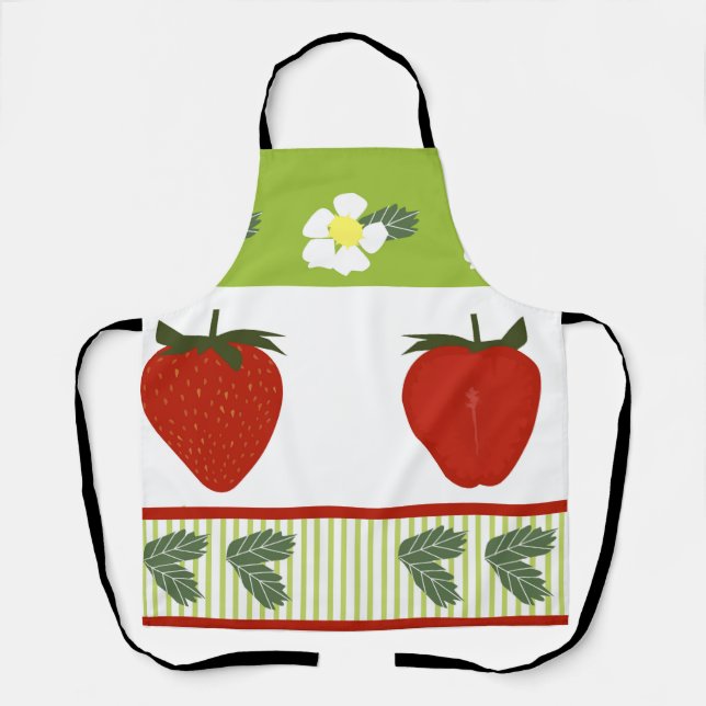 Tablier Champs de fraises - Décor de cuisine (Recto)