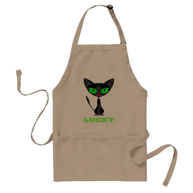 Tablier chanceux/chemise de chat noir (Devant)