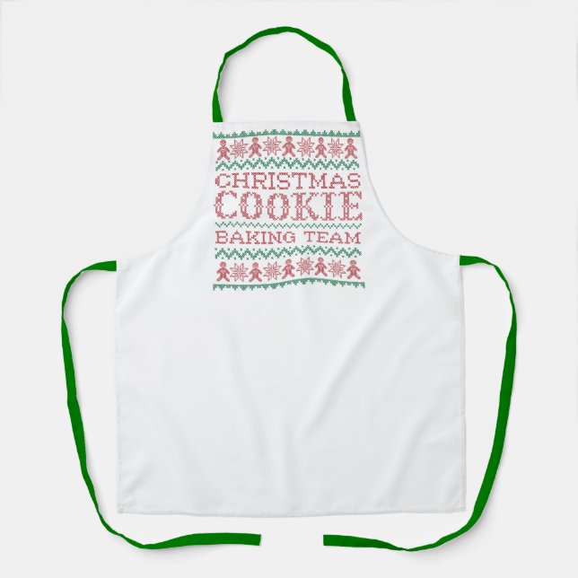 Tablier Chandail de Noël Cookie Baking Team Apron (Recto)