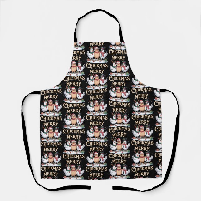 Tablier Chapeau de Santa Noël de poulet Joyeux Chickmas Fe (Recto)