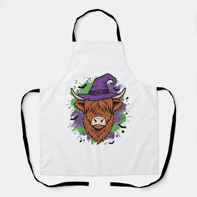 Tablier Chapeau de sorcière de vache des Highlands Hallowe (Recto)