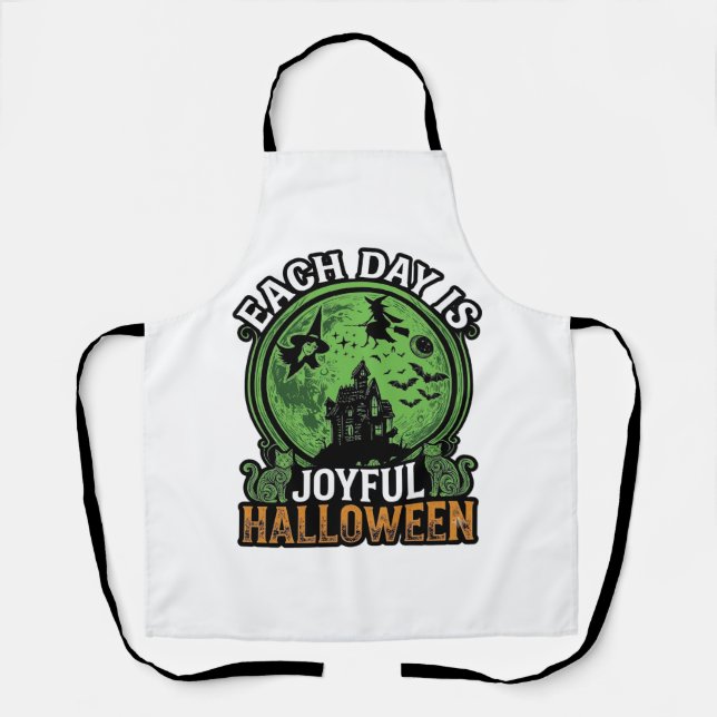 Tablier Chaque jour Maison Hantée Halloween Joyeuse Sorciè (Recto)