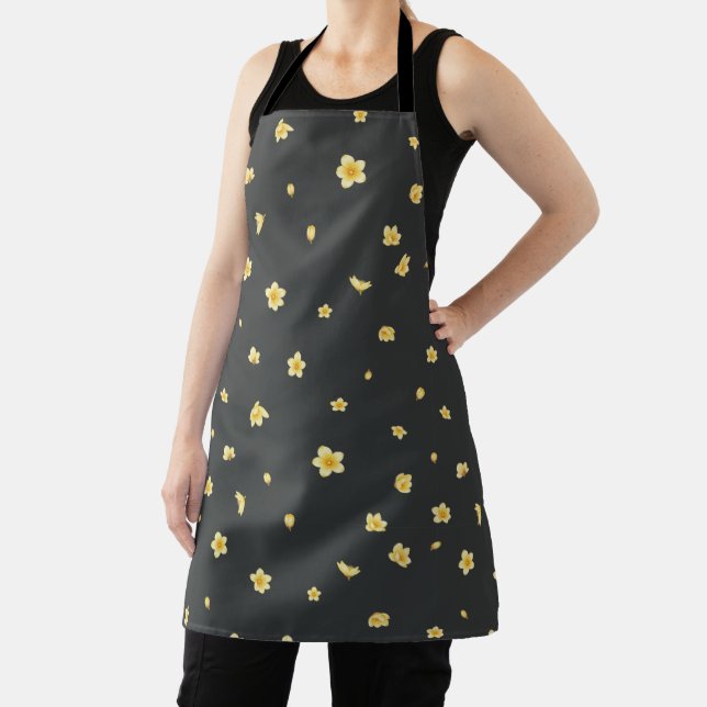 Tablier Charcoal Japanese Wintersweet Floral Pattern (Insitu)