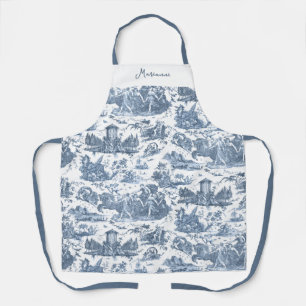 Tablier Chariot français personnalisé de Dawn Toile-Blue