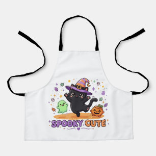Tablier Charmante Sorcière Chat Noir Halloween