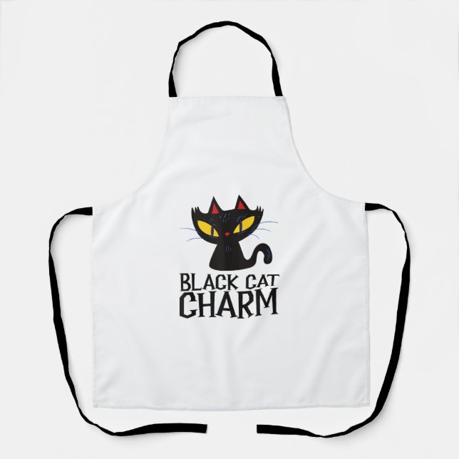 Tablier Charme de chat noir Halloween (Recto)