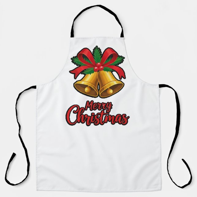 Tablier "Charme de Noël : dessins de rubans et de cloches  (Recto)