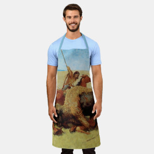 Tablier Chasse au bison par Remington, Amérindien Vintage