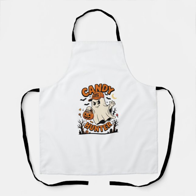 Tablier Chasseur de bonbons Halloween Fantôme Citrouille S (Recto)