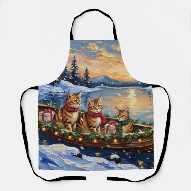 Tablier Chat abyssin Noël Bateau Vacances (Recto)