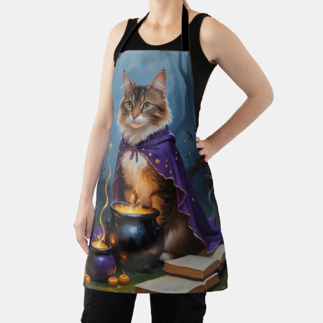 Tablier Chat Abyssin  Peinture fantaisiste d'Halloween  (Insitu)