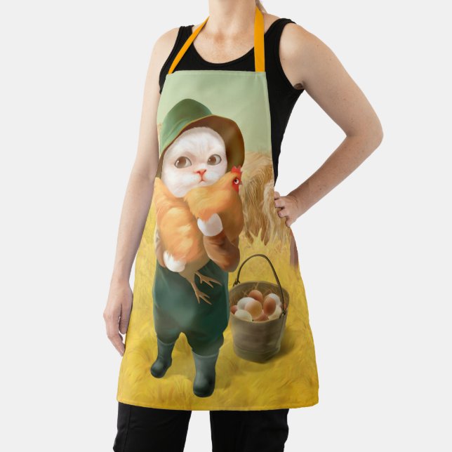 Tablier Chat adorable avec Hen à la ferme (Insitu)