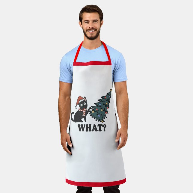 Tablier Chat amusant Noël Papa's Apron (Porté)