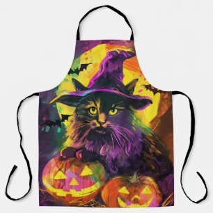 Tablier Chat angora turc effrayant Halloween Sorcière Citr