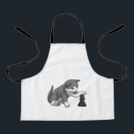 Tablier Chat aux échecs avec pièce d'échecs Évêque<br><div class="desc">Ce design est le cadeau idéal pour un anniversaire, Noël et d'autres célébrations. Il convient aux femmes, aux hommes et aux enfants.</div>