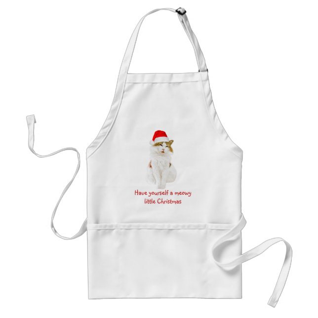 Tablier Chat avec Casquette Père Noël (Devant)