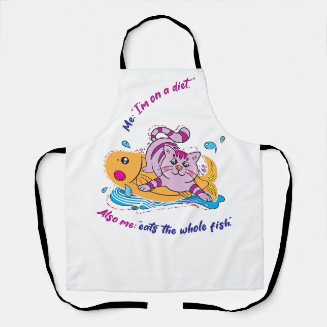 Tablier Chat avec poisson (Recto)