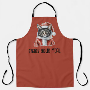 Tablier Chat avec tenue du Père Noël - Noël 1
