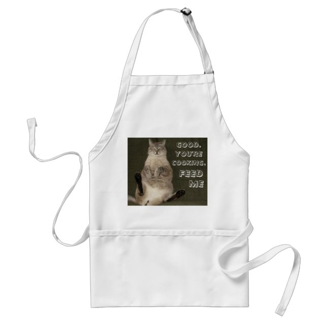 Tablier Chat "BON. VOUS ÊTES CUISINE. ME NOURRIR" Apron (Devant)