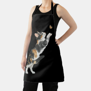 Tablier Chat Calico Adorable & Papillon Aquarelle