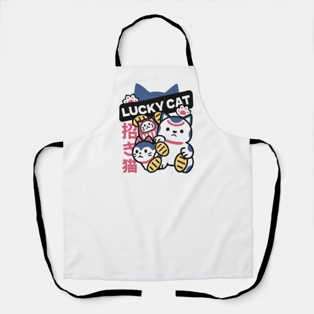 Tablier Chat Chanceux Maneki Neko – Chat de Fortune Japona (Recto)