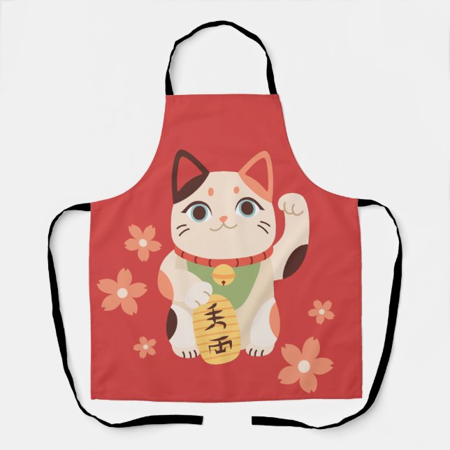 Tablier Chat Chanceux Maneki Neko Mignon (Recto)