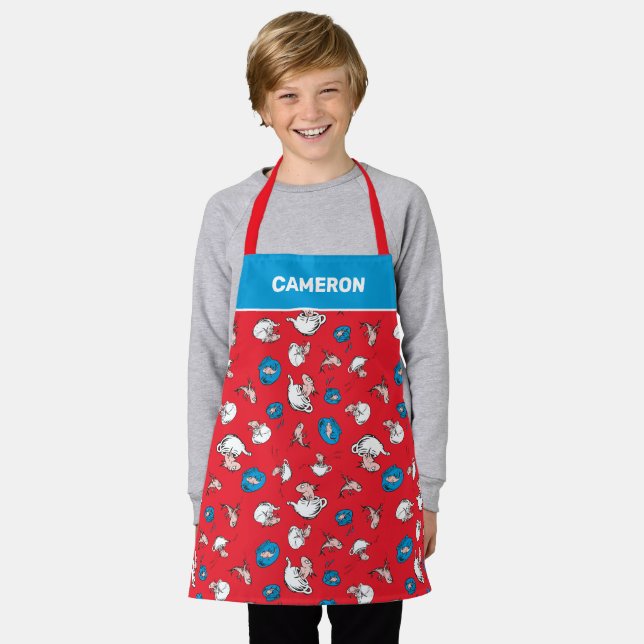 Tablier Chat Chapeauté | Motif Poisson Rouge (Porté)