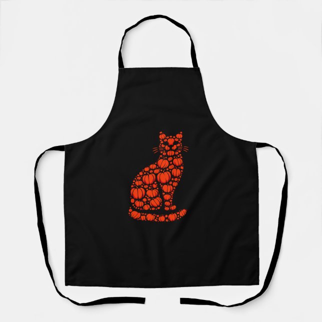 Tablier Chat Citrouille Jack-o'-lantern Halloween Hommes F (Recto)