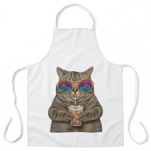 Chat coloré Barista Apron - Cute Coffee Lover Gif