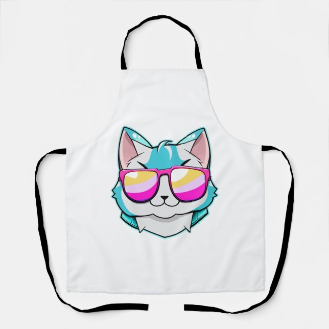 Tablier Chat cool avec lunettes de soleil (Recto)