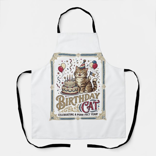 Tablier Chat d'anniversaire Chat d'anniversaire Âge Art ve (Recto)