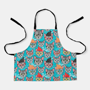 Tablier Chat dans le casquette