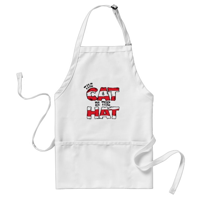 Tablier Chat dans le Casquette | Texte en bande rouge et b (Devant)