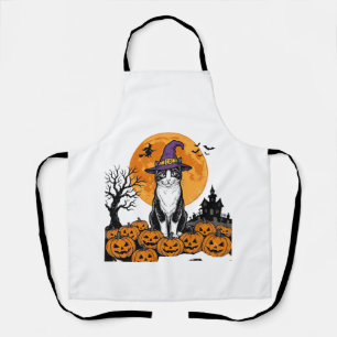 Tablier Chat de Halloween Sorcière Citrouille Vintage Épou
