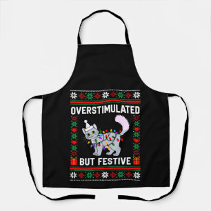 Tablier Chat de Noël laid surexcité mais festif