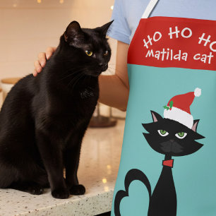 Tablier Chat de Noël Santa Hat Ho Ho Holiday Apron