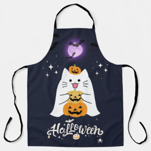 Tablier Chat d'Halloween au clair de lune – Nuit effrayant