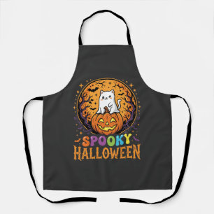 Tablier Chat d'Halloween Citrouille Lune Design Vintage
