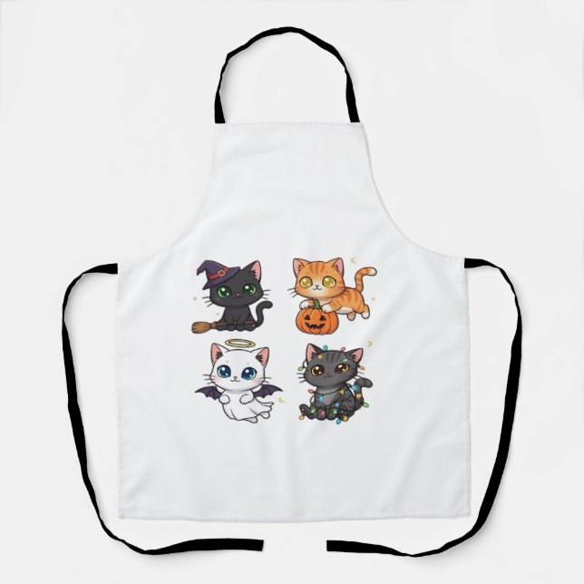 Tablier Chat d'Halloween  Félin Inspiré Épouvantable et Él (Recto)